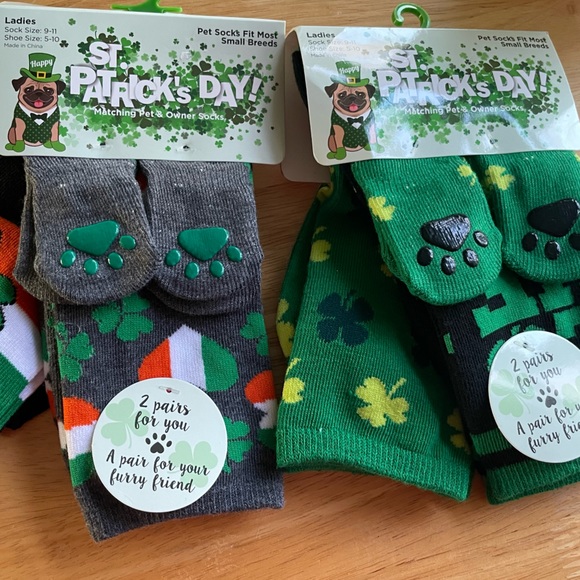 St. Patrick's Dog & Owner Matching Socks Set 3 pair - Picture 1 of 7